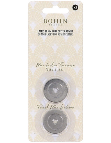 2 lâminas de reposição para cortador rotativo Bohin - 28 mm
