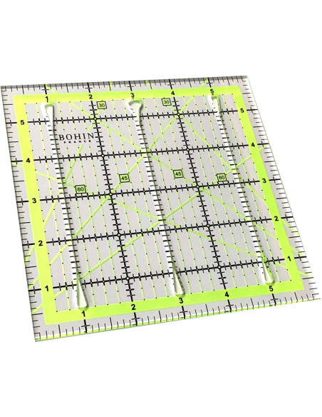Régua de patchwork com fendas de corte Bohin 6 x 6 polegadas