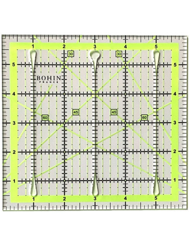 Régua de patchwork com fendas de corte Bohin 6 x 6 polegadas