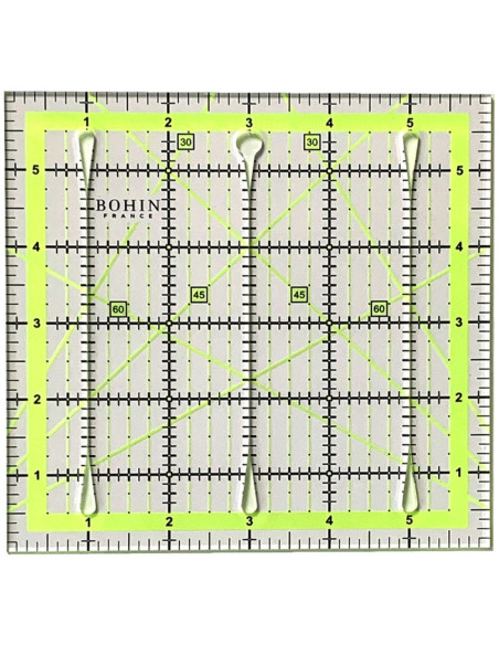 Régua de patchwork com fendas de corte Bohin 6 x 6 polegadas
