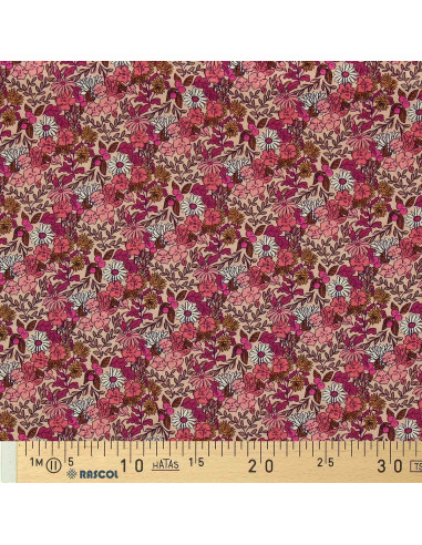 Tecido de viscose fantasia - Souzza rosa e pêssego