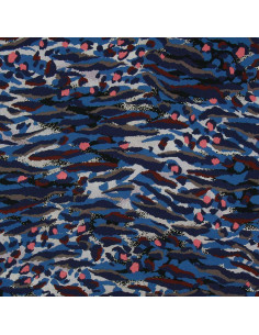 Tecido de viscose fantasia - Bengal azul e coral 2