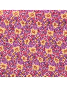 Tecido viscose fantasia - Julissa roxo e laranja 2
