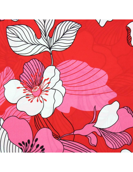 Tecido de viscose fantasia - Nellie vermelho e rosa