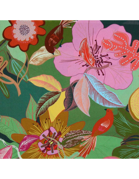 Tecido de viscose fantasia - Xodius verde e rosa
