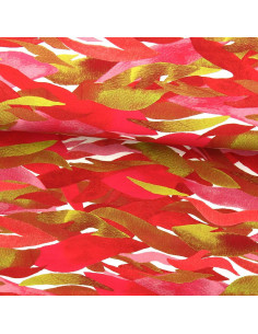 Tecido viscose fantasia - Kiyo vermelho e rosa