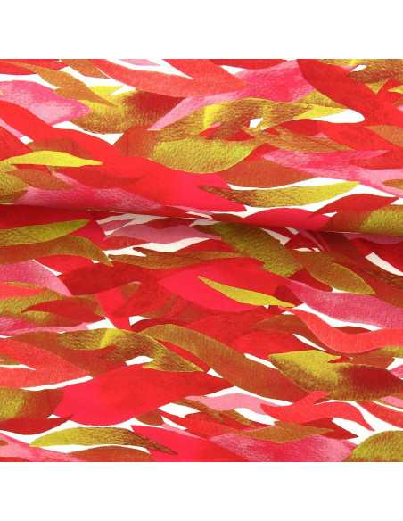 Tecido viscose fantasia - Kiyo vermelho e rosa