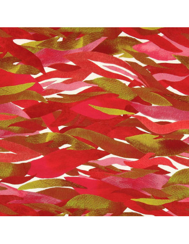 Tecido viscose fantasia - Kiyo vermelho e rosa