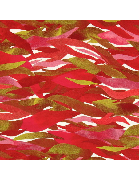 Tecido viscose fantasia - Kiyo vermelho e rosa