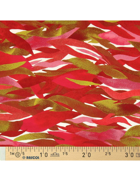 Tecido viscose fantasia - Kiyo vermelho e rosa