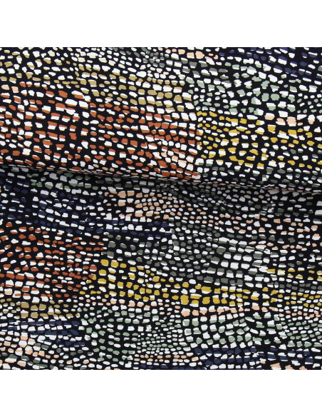 Tecido de viscose fantasia - Cobra preta e marrom