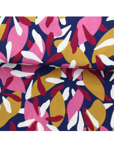 Tecido de viscose fantasia - Patoche azul e rosa