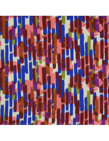 Tecido viscose fantasia - Noham azul e rosa