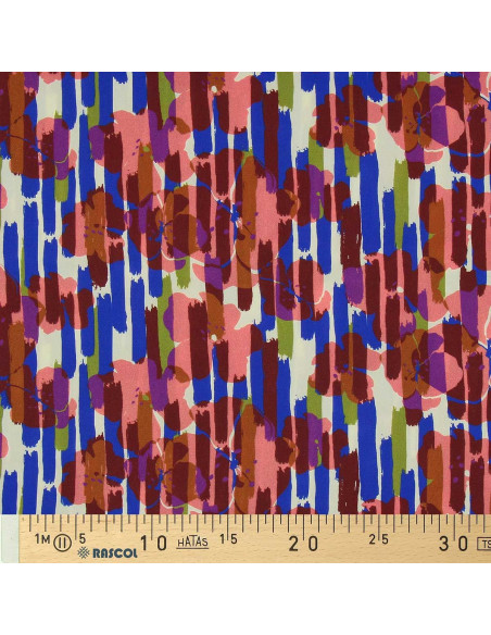 Tecido viscose fantasia - Noham azul e rosa