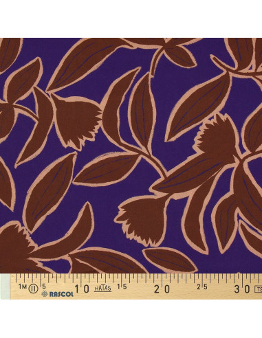 Tecido viscose fantasia - Kera azul e marrom