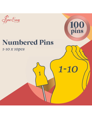 Caixa com 100 alfinetes numerados de 43 mm de comprimento