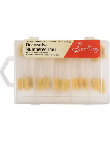 Caixa com 100 alfinetes numerados de 43 mm de comprimento