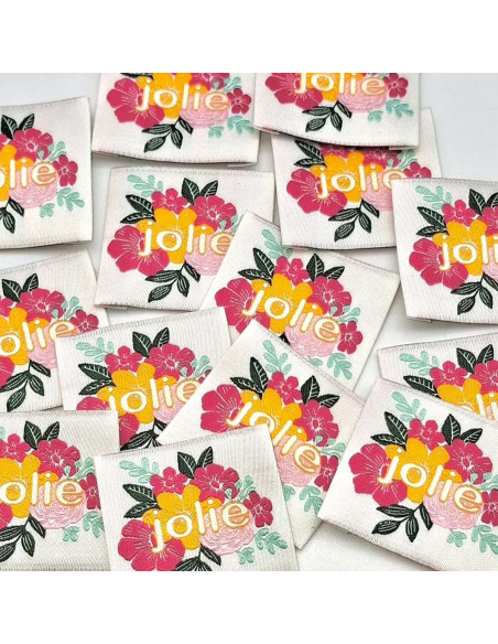 Conjunto de 5 etiquetas tecidas para costurar Jolie