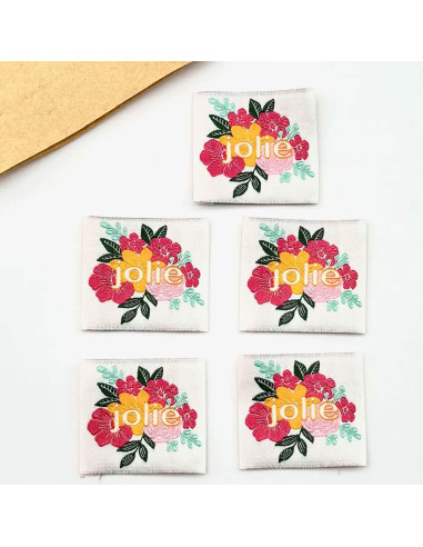 Conjunto de 5 etiquetas tecidas para costurar Jolie