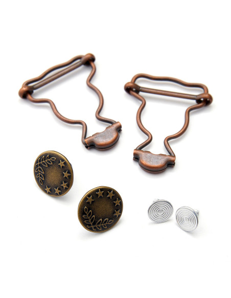 Conjunto de 2 fivelas para jardineira 25 mm com botões jeans - Bronze