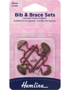 Conjunto de 2 fivelas para jardineira 25 mm com botões jeans - Bronze 2