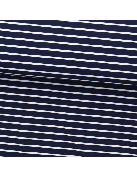 Tecido lycra de maiô - Marinheiro azul e branco