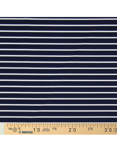 Tecido lycra de maiô - Marinheiro azul e branco