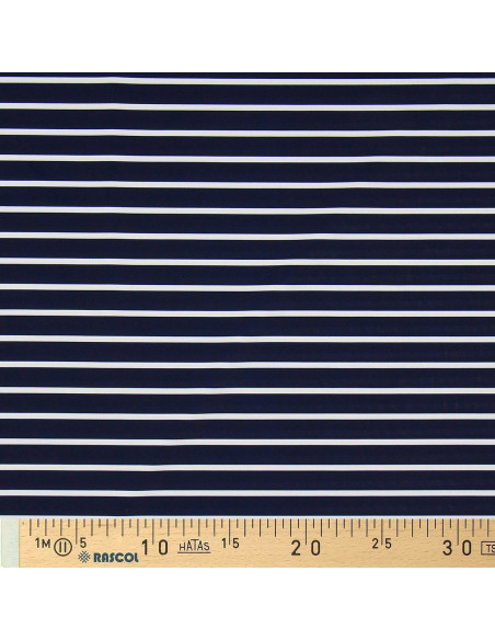 Tecido lycra de maiô - Marinheiro azul e branco