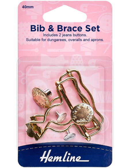 Conjunto de 2 fivelas para jardineira 40 mm com botões jeans - Ouro