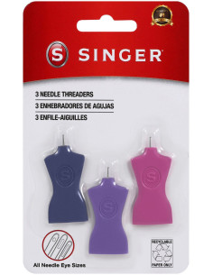 Conjunto de 3 passadores de linha para agulhas manequim Singer