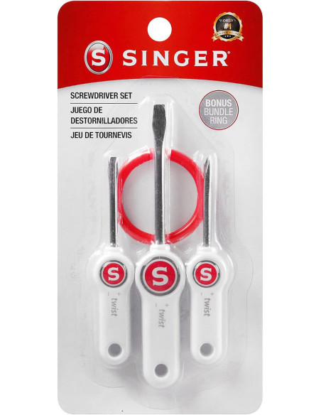 Conjunto de três chaves de fenda para máquina de costura Singer