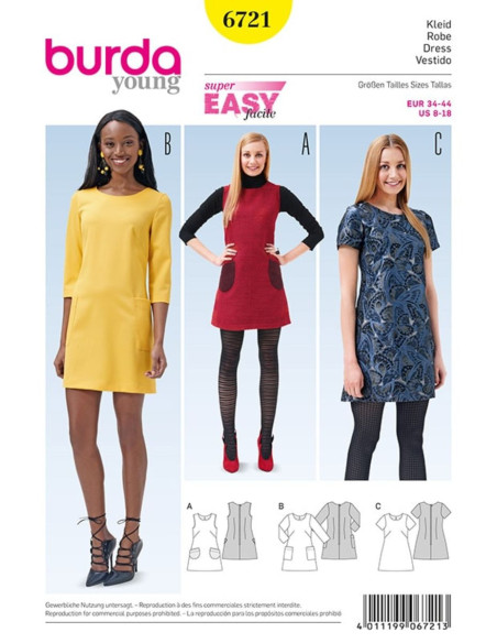 Molde de vestido - Burda 6721