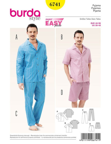 Padrão de pijama - Burda 6741