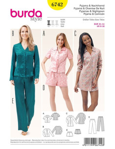 Padrão de pijama e camisa de dormir - Burda 6742