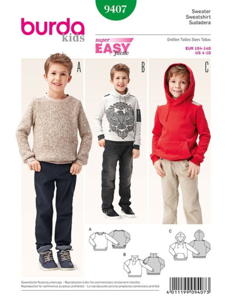 Molde de sweatshirt - Burda 9407