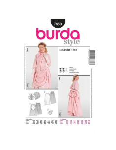 Molde de vestido histórico (1888) - Burda 7880