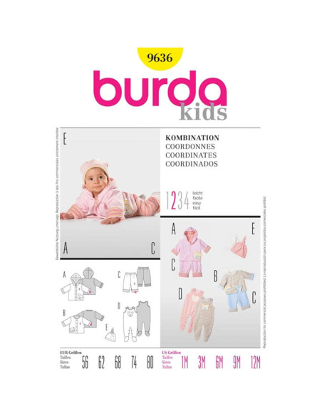 Padrão de suéter, calças, macacão - Burda 9636