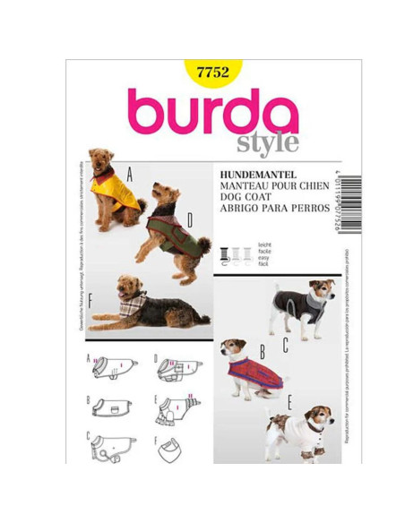 Molde de casaco para cachorro - Burda 7752