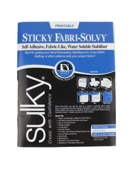Conjunto de 12 folhas de estabilizador Sulky Sticky Fabri Solvy