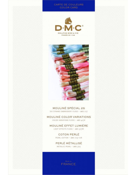 Cartela de cores com 500 tons mouliné e perlé DMC