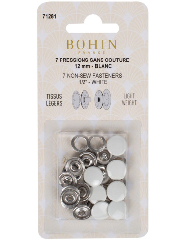 Caixa de 7 molas sem costura jersey 12 mm Bohin - Branco