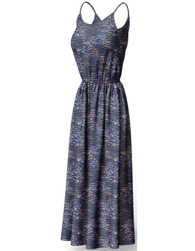 Tecido de viscose fantasia - Bengal azul e coral