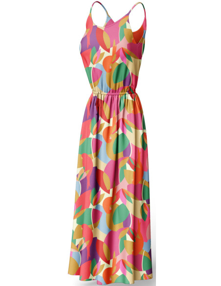 Tecido viscose fantasia - Paradiz laranja e rosa