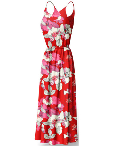Tecido de viscose fantasia - Nellie vermelho e rosa