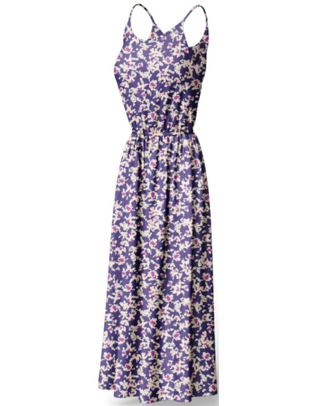 Tecido viscose fantasia - Nawi azul e roxo