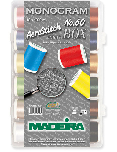 Caixa de fios para bordar SmartBox Monogram AeroStitch Madeira