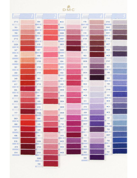 Cartela de cores com 500 tons mouliné e perlé DMC