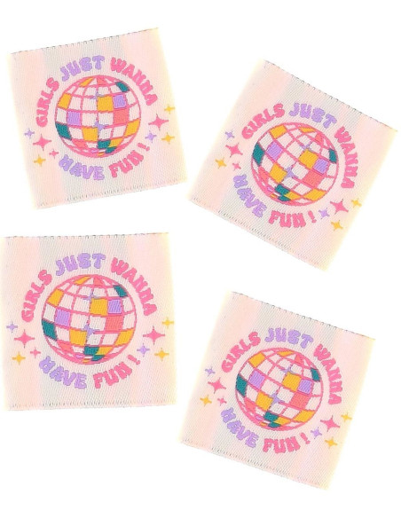 Conjunto de 4 etiquetas para costurar - Girls just wanna have fun