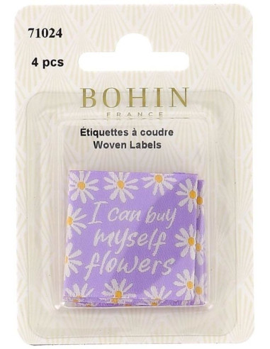 Conjunto de 4 etiquetas para costurar - Posso comprar flores para mim mesmo