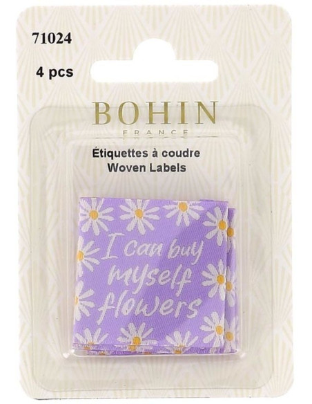 Conjunto de 4 etiquetas para costurar - Posso comprar flores para mim mesmo
